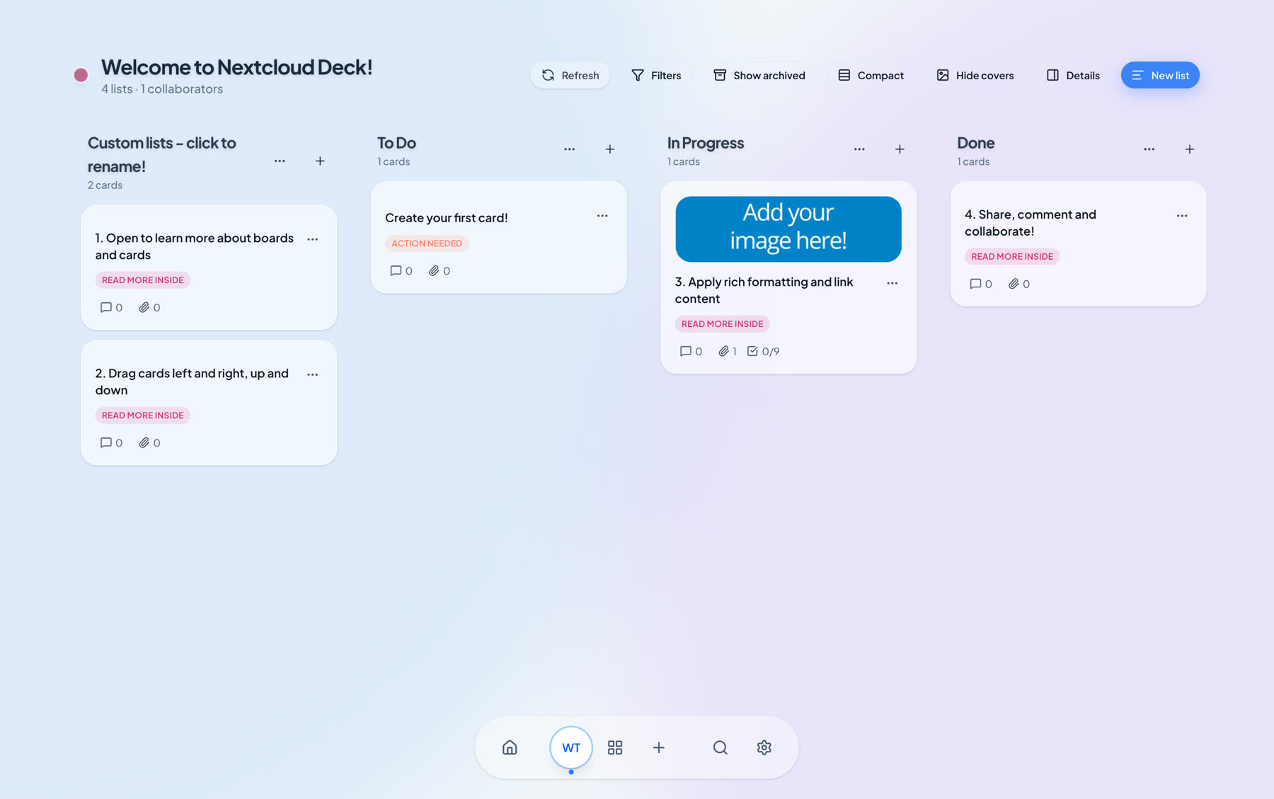 Deckloud desktop board view
